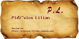 Plávics Lilian névjegykártya